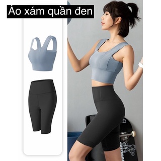 Set áo bra và quần legging nữ tập gym tập yoga cotton thiên nhiên co dãn 4 chiều cao cấp DAPPERMAN