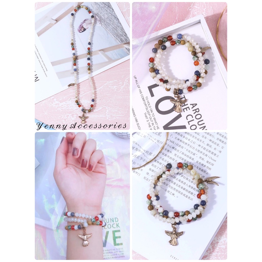 Vòng tay chuỗi hạt đá nhiều màu Bohemian Style