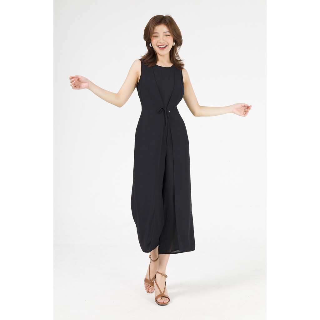 Jumpsuit sát nách nơ eo VIEN TRAN V66C20H003 (Đen)