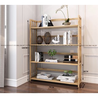 KỆ SÁCH 4 TẦNG GỖ CAO SU