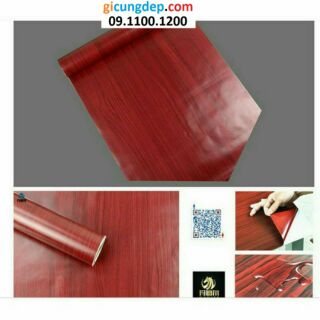 12m (6m2) Giấy dán tường giả gỗ đỏ