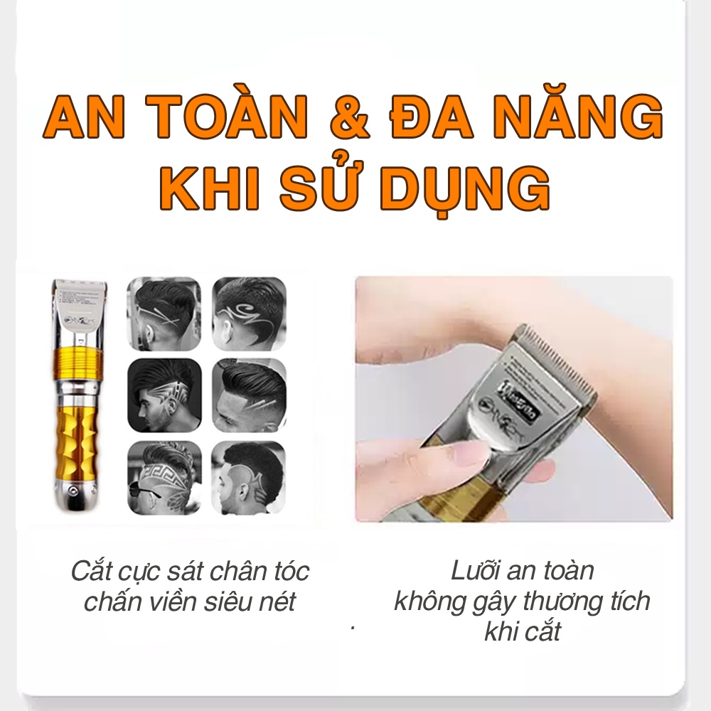 Tông đơ cắt tóc Huaerbo F10 chuyên nghiệp, máy chạy êm, lưỡi sứ siêu bén pin trâu+pin sơ cua, cắt tóc gia đình, trẻ em