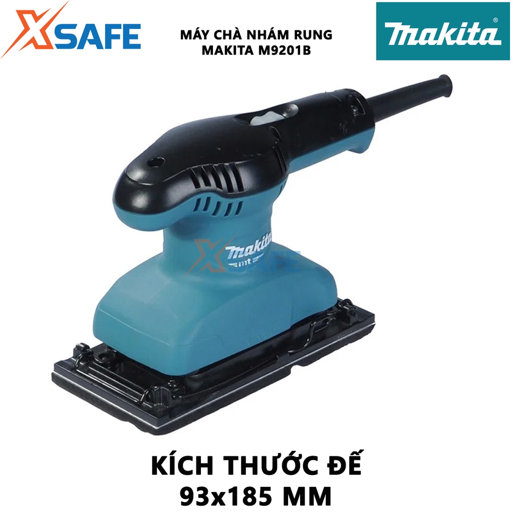 Máy chà nhám rung MAKITA M9201B Máy đánh bóng gỗ công suất 180W kèm túi đựng bụi gắn với thân máy - Chính hãng [XSAFE]