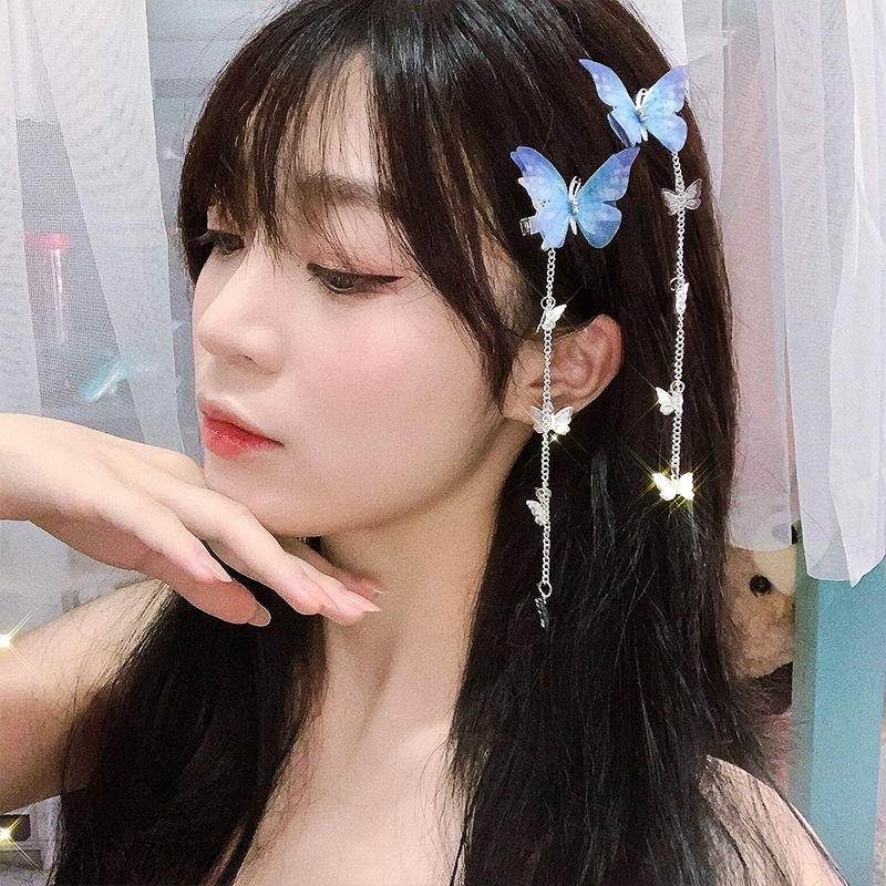 BUTTERFLY 1 Cặp Kẹp Tóc Kim Loại Hình Bướm 3d