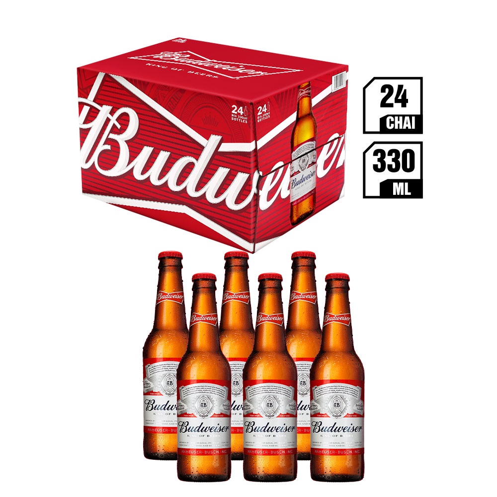 Bia Budweiser 5% Mỹ – 24 chai 330ml (liên doanh)