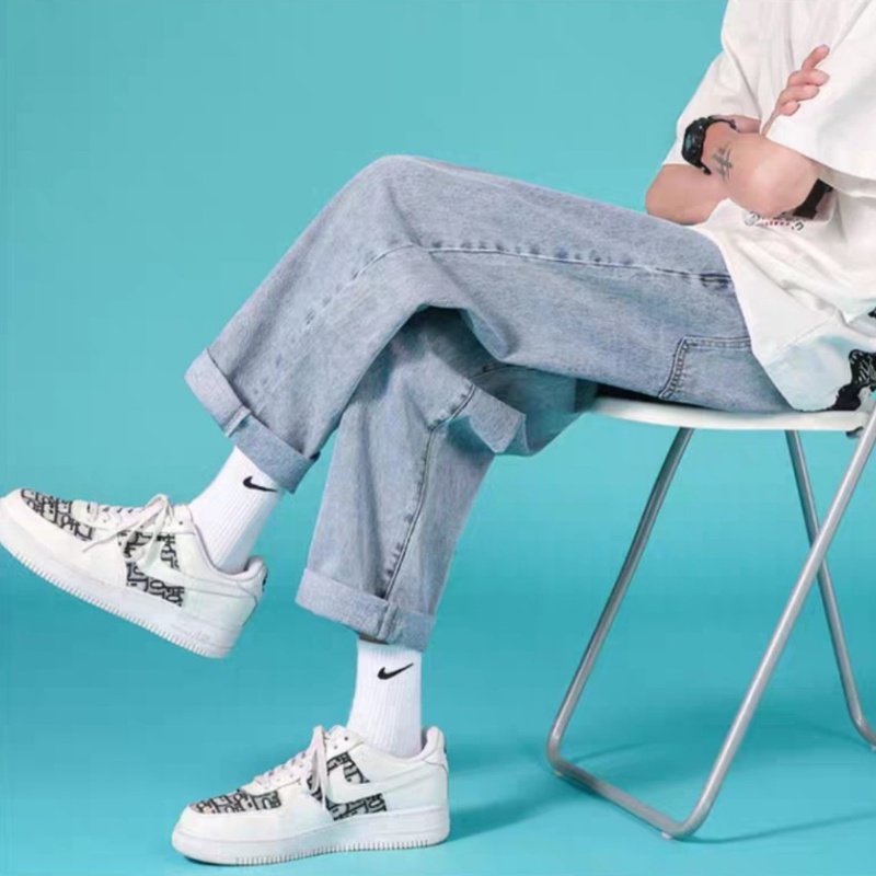 Quần Jean Nam, Quần Baggy xanh + đen, ống suông rộng SR01, Style hàn quốc-Trend Clothing!
