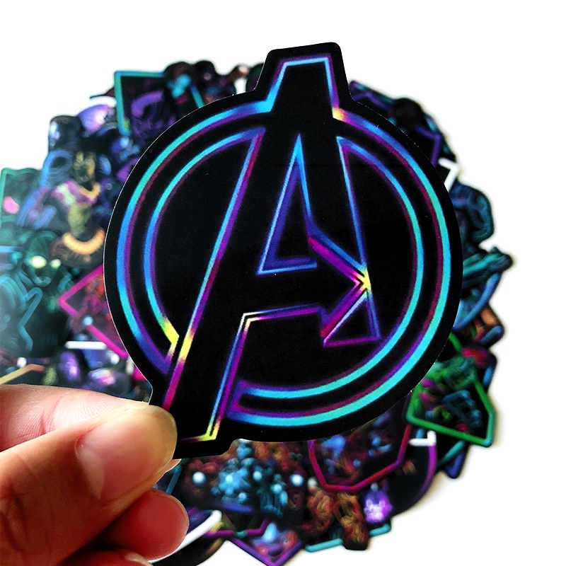 Set 100/50 miếng dán trang trí chống thấm nước hình các siêu anh hùng Marvel độc đáo