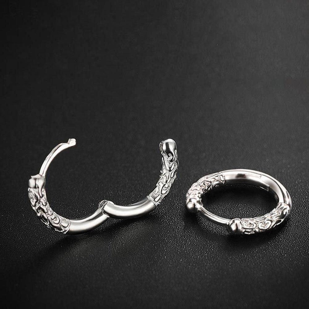 Khuyên Tai Tròn Chạm Khắc Phong Cách Punk Tối Giản Cho Nam Và Nữ