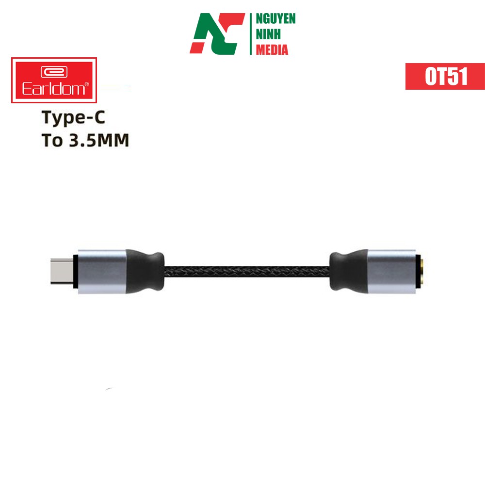 (Hỗ Trợ Nghe Gọi) Jack Chuyển Từ Type- C Sang 3.5mm Earldom OT51 - Hàng Chính Hãng