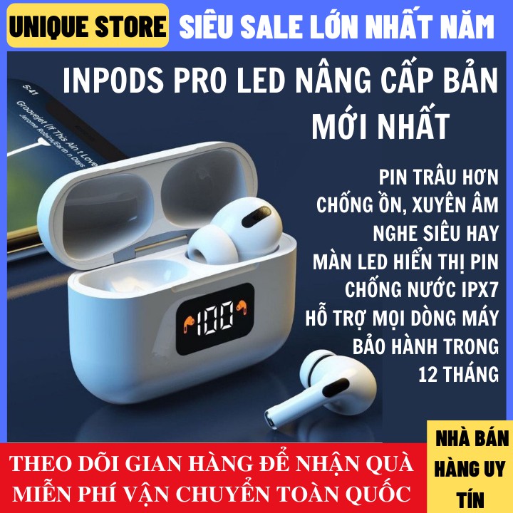 Tai Nghe Bluetooth Inpods Pro Led Bản Nâng Cấp Nghe Hay Hiển Thị Pin Sang Trọng | BigBuy360 - bigbuy360.vn