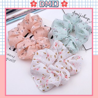 Cột tóc vải scrunchies nhiều màu dây buộc tóc scrunchies họa tiết hoa anh đào