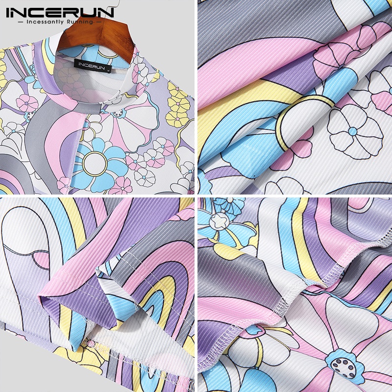 Áo dài tay INCERUN cổ lọ màu sắc nổi bật cho nam