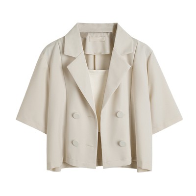 Cocory vn Áo khoác blazer tay ngắn dáng rộng phong cách mùa hè cho nữ