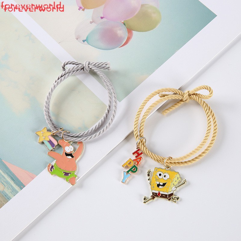 2pcs Cặp Vòng Tay Cao Su Mặt Hình Bọt Biển Hoạt Hình Đáng Yêu Vòng tay nam châm cặp đôi