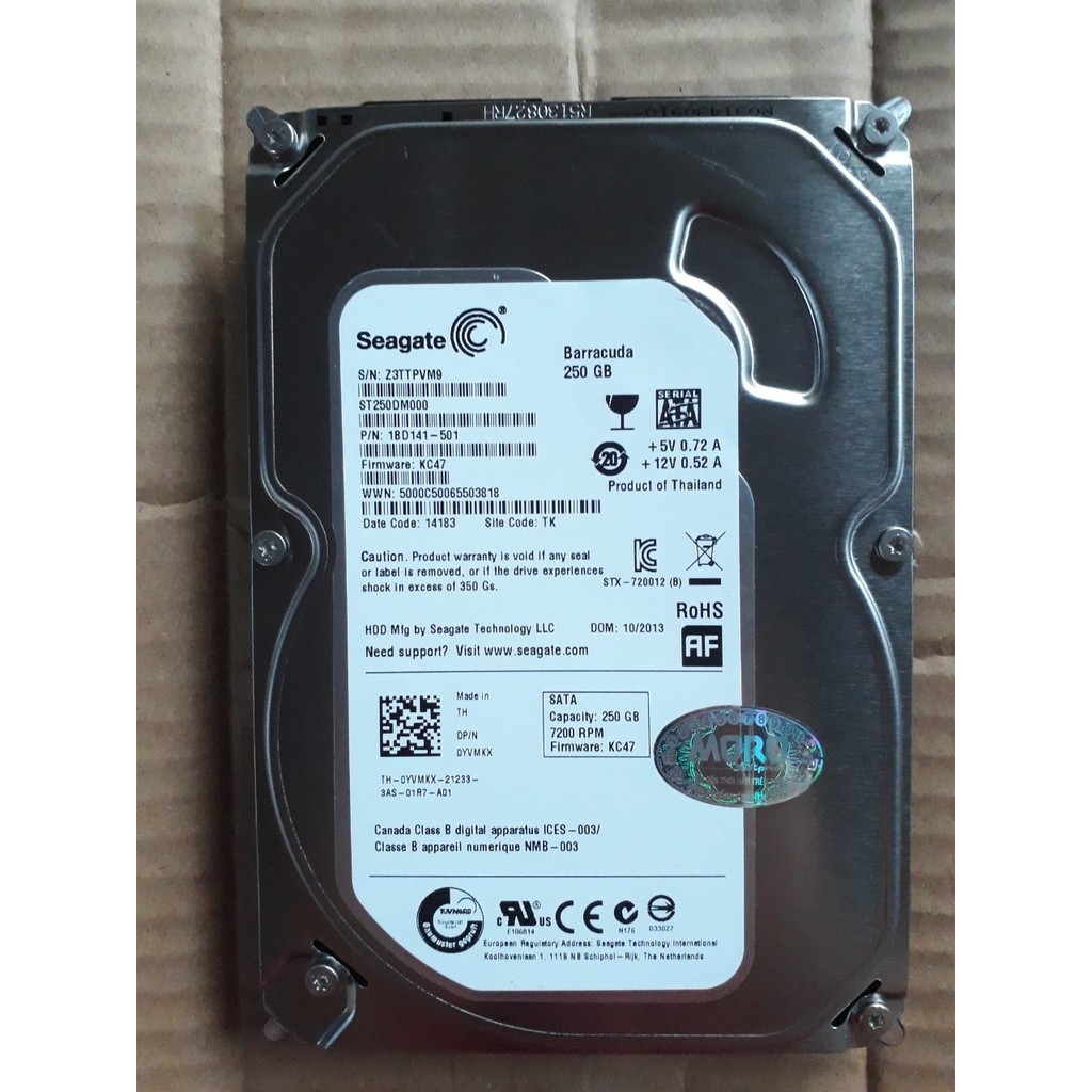 Ổ cứng 250Gb Seagate,250GB Western chính hãng BH 24 tháng. 120K 1 cái