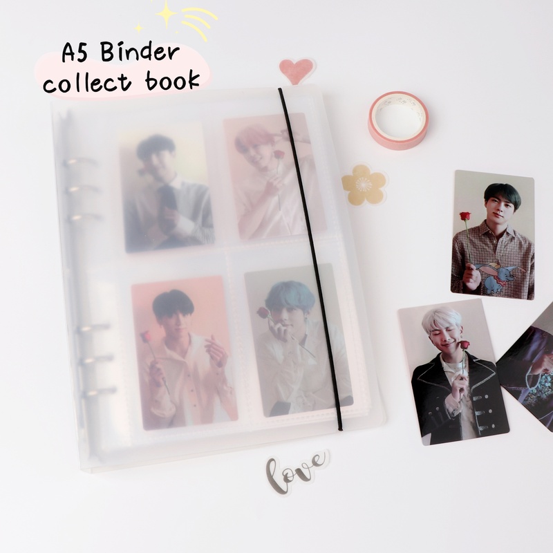 Album ảnh bìa PP gáy 6 lỗ khổ A5 phong cách tối giản chất lượng cao