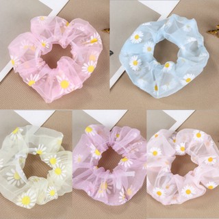 Dây buộc tóc, cột tóc vải scrunchies họa tiết hoa cúc siêu xinh