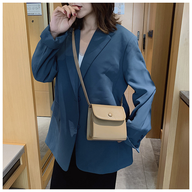 Túi đeo vai nữ IELGY dáng vuông nhỏ sức chứa lớn màu trơn cổ điển phong cách Hàn Quốc Hồng Kông