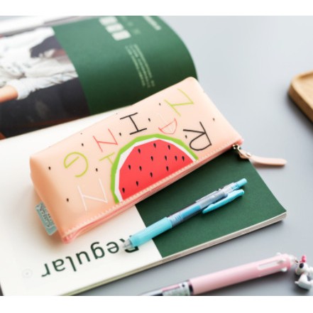 Túi đựng bút , mỹ phẩm tiện ích silicon họa tiết trái cây nhiệt đới siêu xinh TBTC26