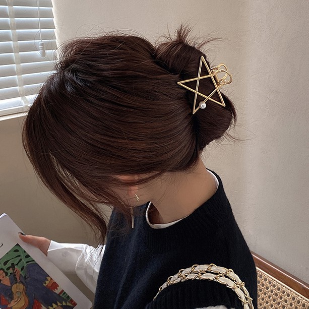 Kẹp Tóc Chất Liệu Kim Loại Kiểu Dáng Hình Học Phong Cách Hàn Quốc