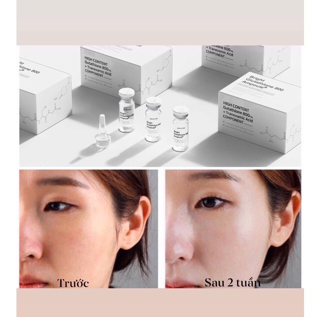 Tế bào gốc truyền trắng Bright GLUTATHIONE 800mg+ Ampoule Peacholic mẫu mới trắng da kiềm dầu MÓM COSMETICS