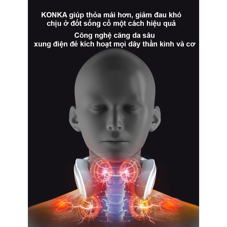 Máy Mát Xa Cổ Vai Gáy booster KONKA H62 ,Massage cổ vai Xung Điện Giảm Đau Mỏi Với 4 Đầu Massage , Làm nóng thư giãn cổ