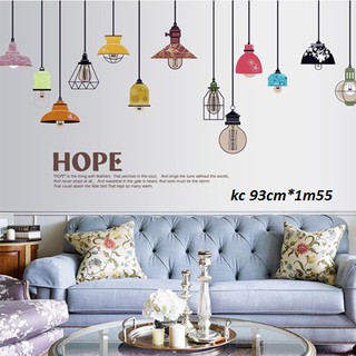 decal dán tường dây đèn hope