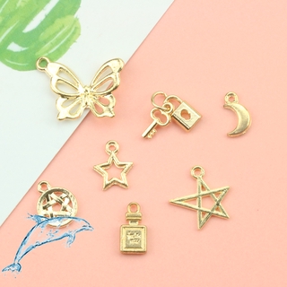 Hợp Kim Mặt Trăng Ngôi Sao Chìa Khóa Mặt Dây Chuyền Nhỏ Tự Chế DIY Handmade Trang Sức Bông Tai Bông Tai Phụ Kiện Vật Liệu