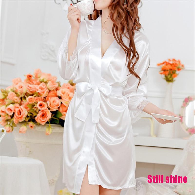 Bộ Đồ Ngủ Vải satin Phối Ren Quyến Rũ