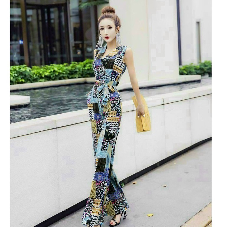 Jumpsuit Dài Ống Rộng, Jum Nữ Hàng Thiết Kế Cổ Đắp Chéo Kèm Belt Trang Trí Chất Lụa Nhật Cao Cấp Hack Dáng Siêu Xinh.