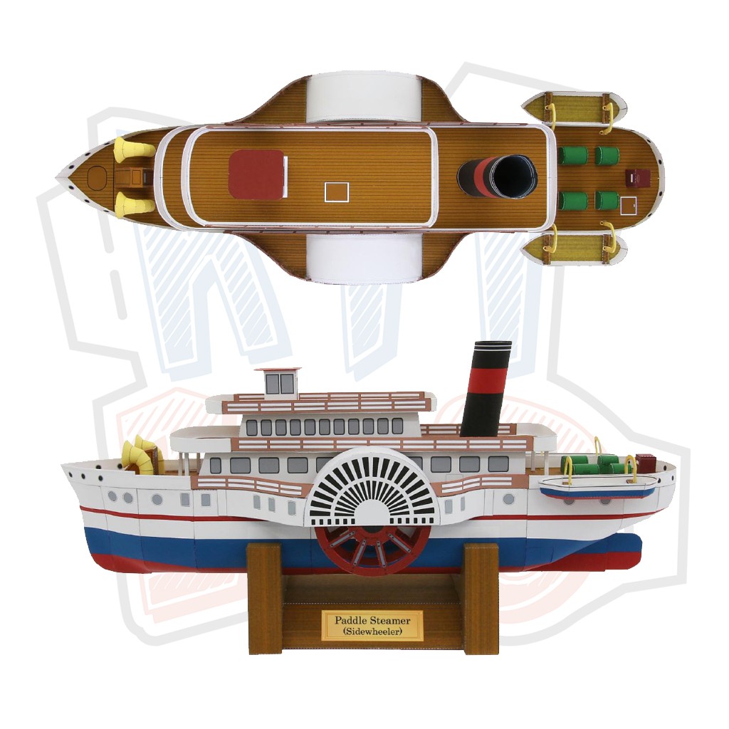 Mô hình giấy Tàu thuyền Paddle Steamer (Sidewheeler)