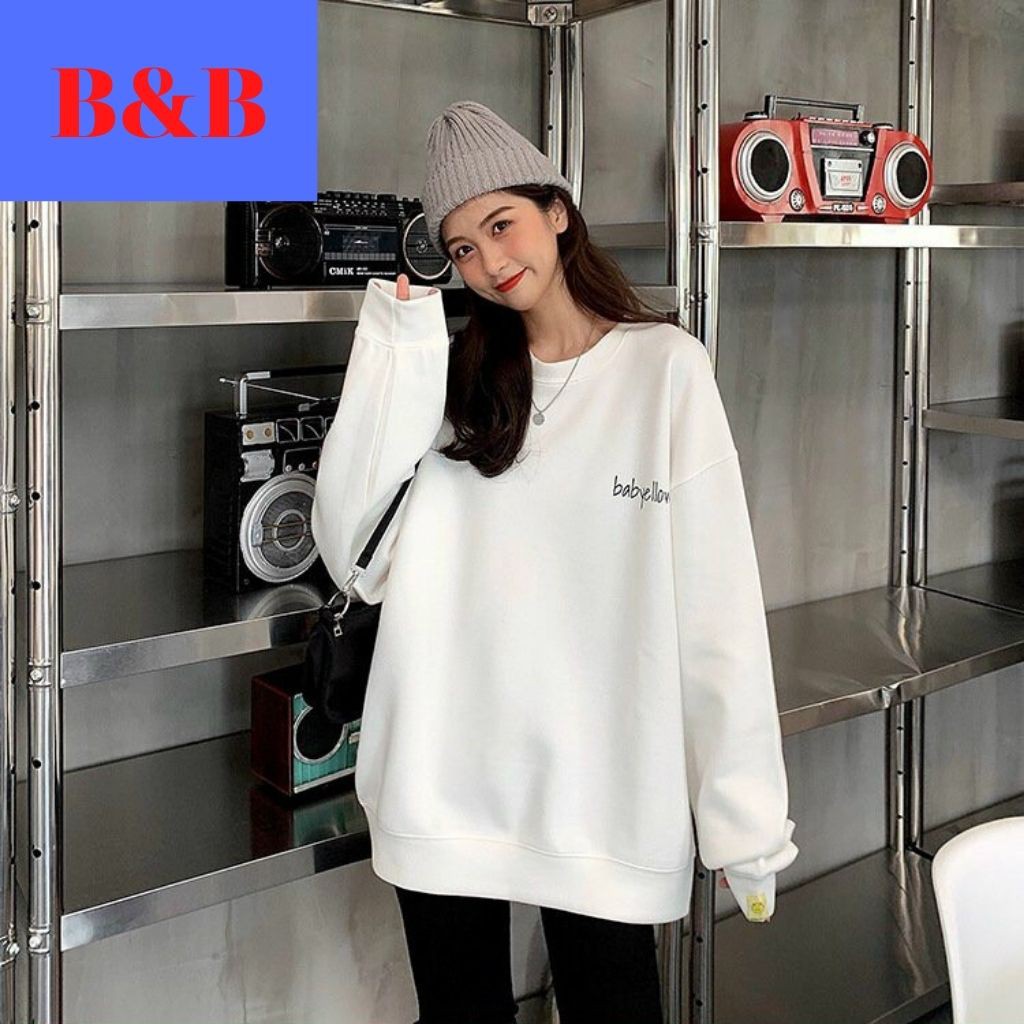 ÁO SWEATERNIR UNISEX BAYBYELLOW FORM NỮ CHẤT VẢI NỈ NHIỀU MÀU CỰC ĐẸP