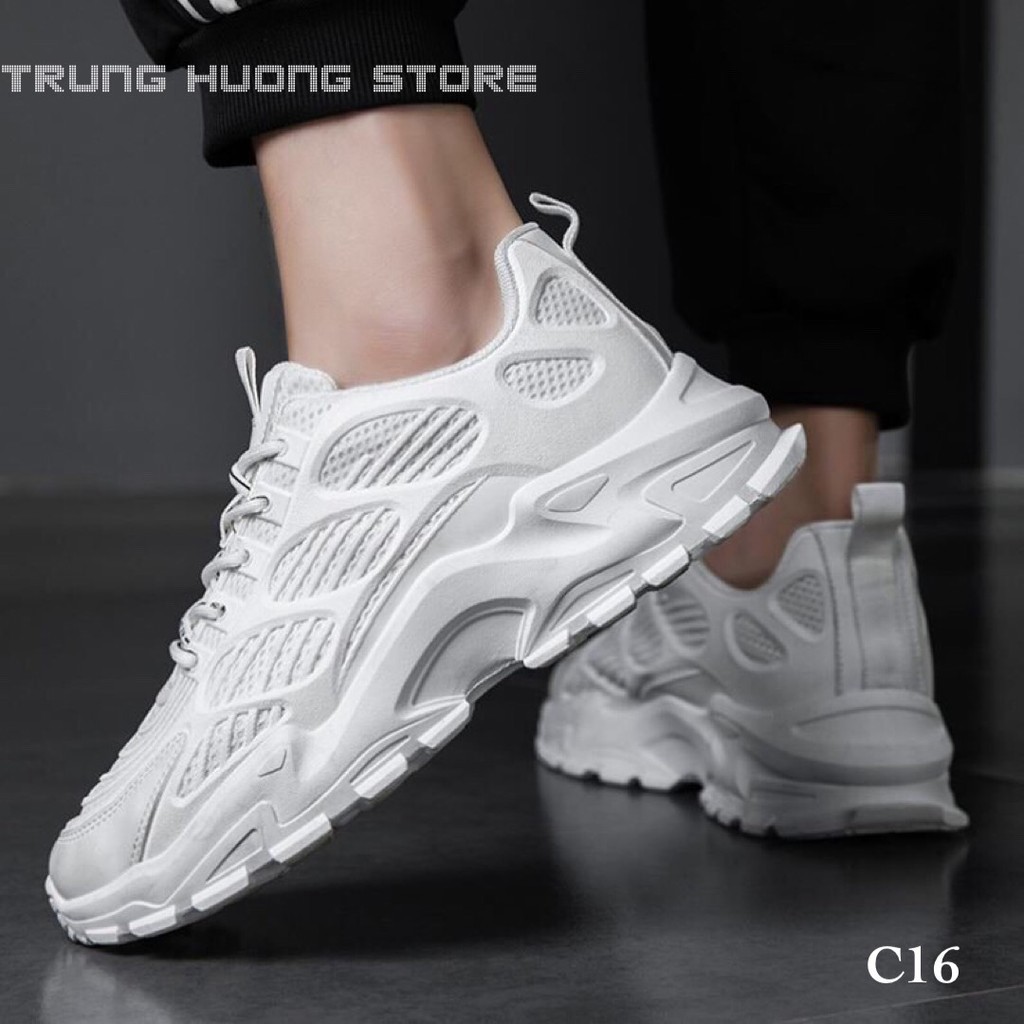 Giày Thể Thao Nam Cao Cấp ⚡️𝐂𝐇𝐈́𝐍𝐇 𝐇𝐀̃𝐍𝐆⚡️ Trung Hương Fashion Sport  White B76