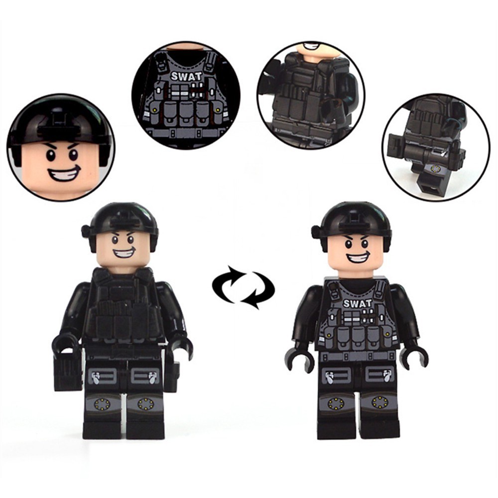 Bộ 12 Mô Hình Lắp Ráp Lego Swat Mini Cho Bé