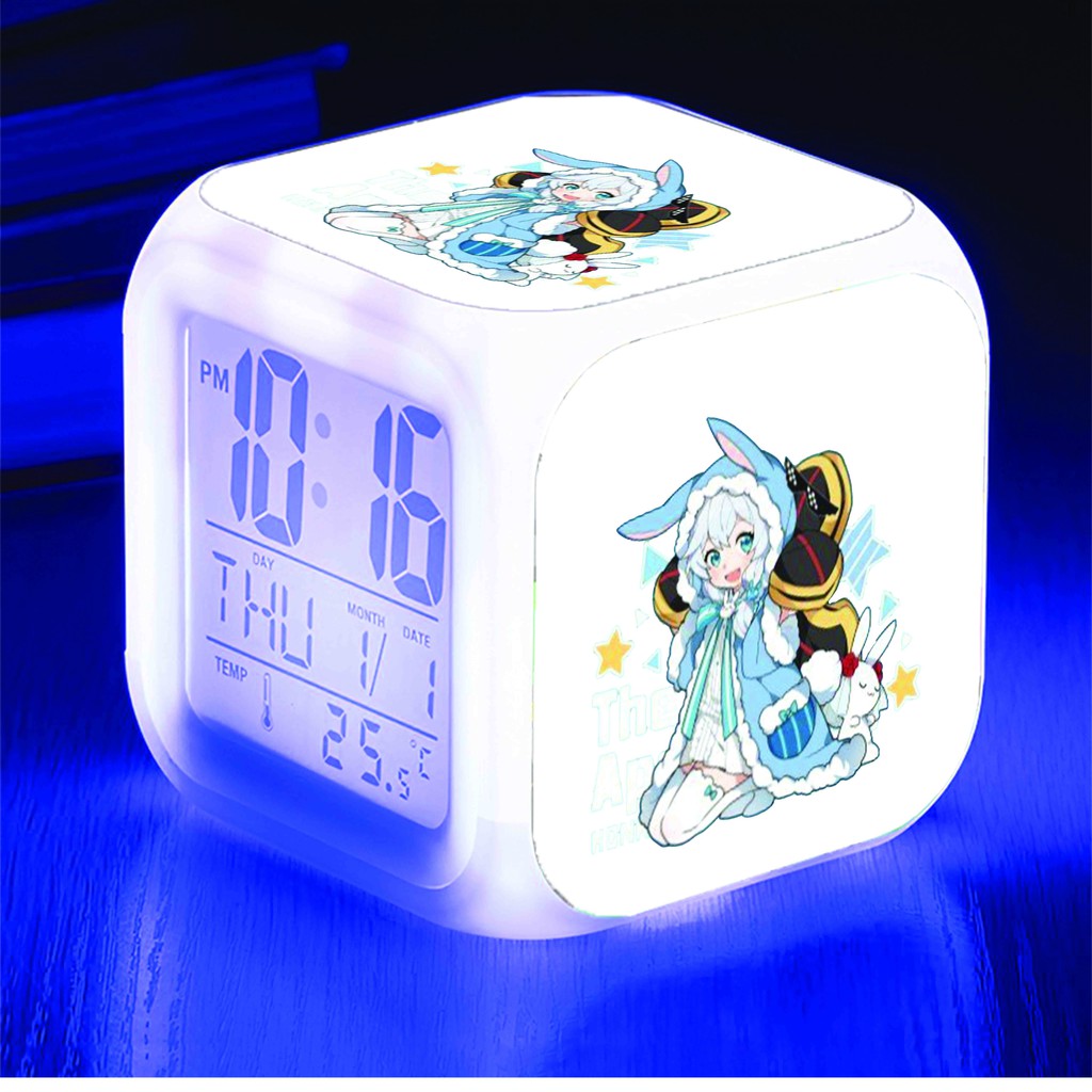 Đồng hồ báo thức để bàn in hình HONKAI IMPACT game anime chibi LED đổi màu