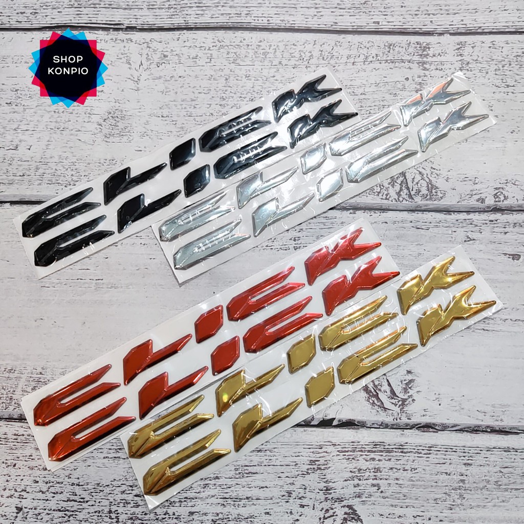 Cặp Tem Chữ Click Cao Cấp Dập Nổi Dán Sườn Xe Click Chống Thấm Nước, Chống Bay Màu