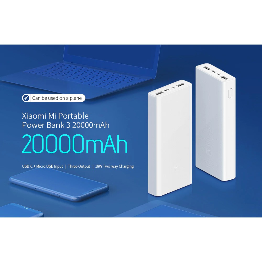 Pin Sạc dự phòng Xiaomi gen 3 20.000mAh sạc nhanh 18w hàng chính hãng Bảo Hành 3 tháng Poogroup