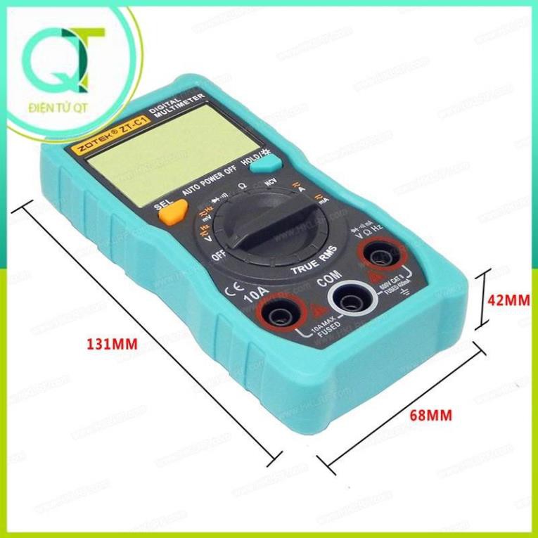 Đồng hồ vạn năng kỹ thuật số Zotek Zoyi Zt-C1 Multimeter bỏ túi đa chức năng đo AC/DC ôm Hz, rò nguồn điện