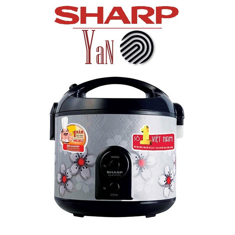 Nồi cơm điện cơ nắp gài công nghệ nấu 3D 1.8L Sharp KS-NR191STV"SS" 700W xám hoa trắng - Hàng chính hãng