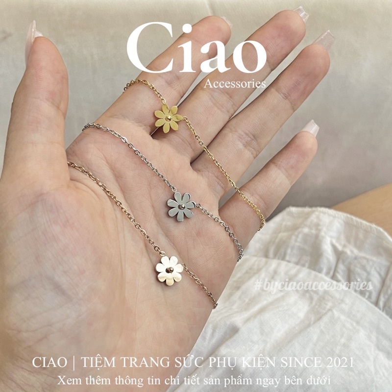 [HOẢ TỐC 1H] Dây chuyền/ Vòng cổ titan không gỉ thiết kế hình hoa cúc đơm giản Miss Daisy Ciao