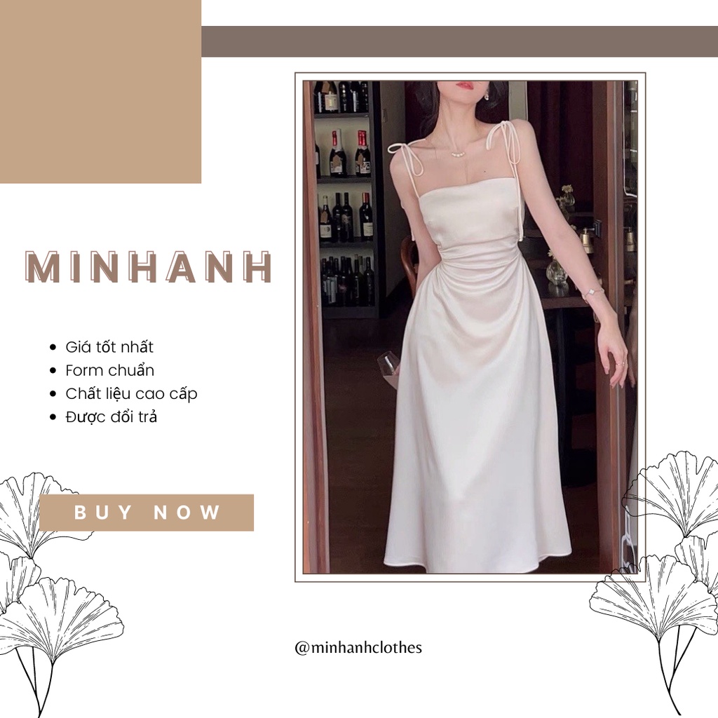 Đầm lụa 2 dây khoét eo - MA136