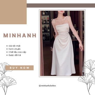 Đầm lụa 2 dây khoét eo - ma136