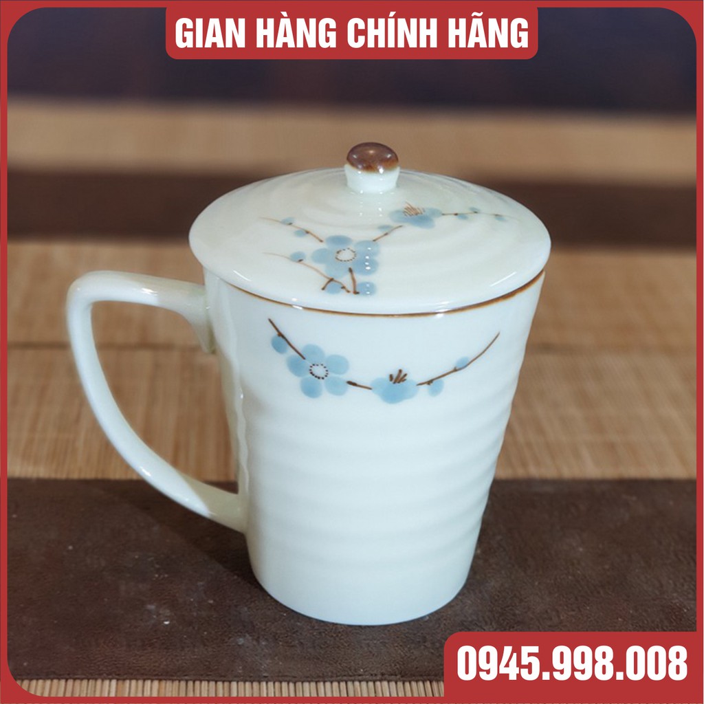 Ly sứ trắng bát tràng giá rẻ có nắp dung tích 360ml -XƯỞNG GỐM VIỆT