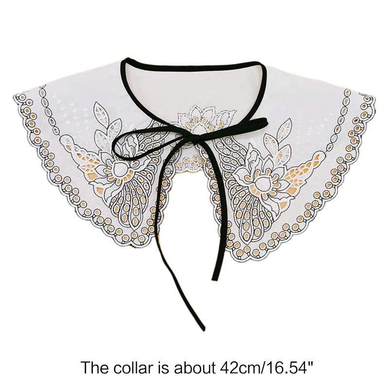 Khăn Choàng Cổ Rỗng Thêu Hoa Phối Nơ Có Thể Tháo Rời Cho Nữ