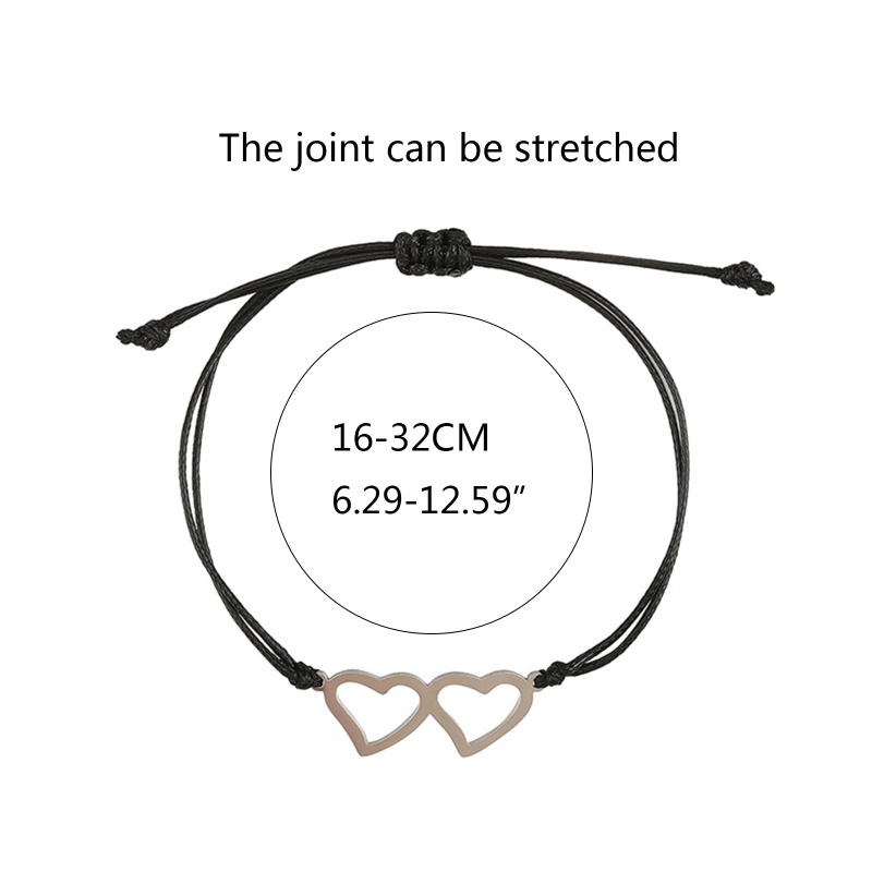 Set 2 / 3 Vòng Tay Bện Dây Mặt Hình Trái Tim Bằng Thép Không Gỉ Có Thể Điều Chỉnh Cho Cặp Đôi