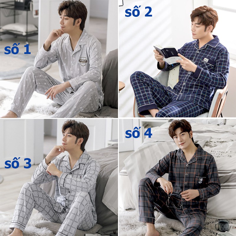 Đồ bộ PIJAMA Nam dài tay họa tiết sọc Caro, chất Cotton 100%, hàng cao cấp style Hàn Quốc thời thượng
