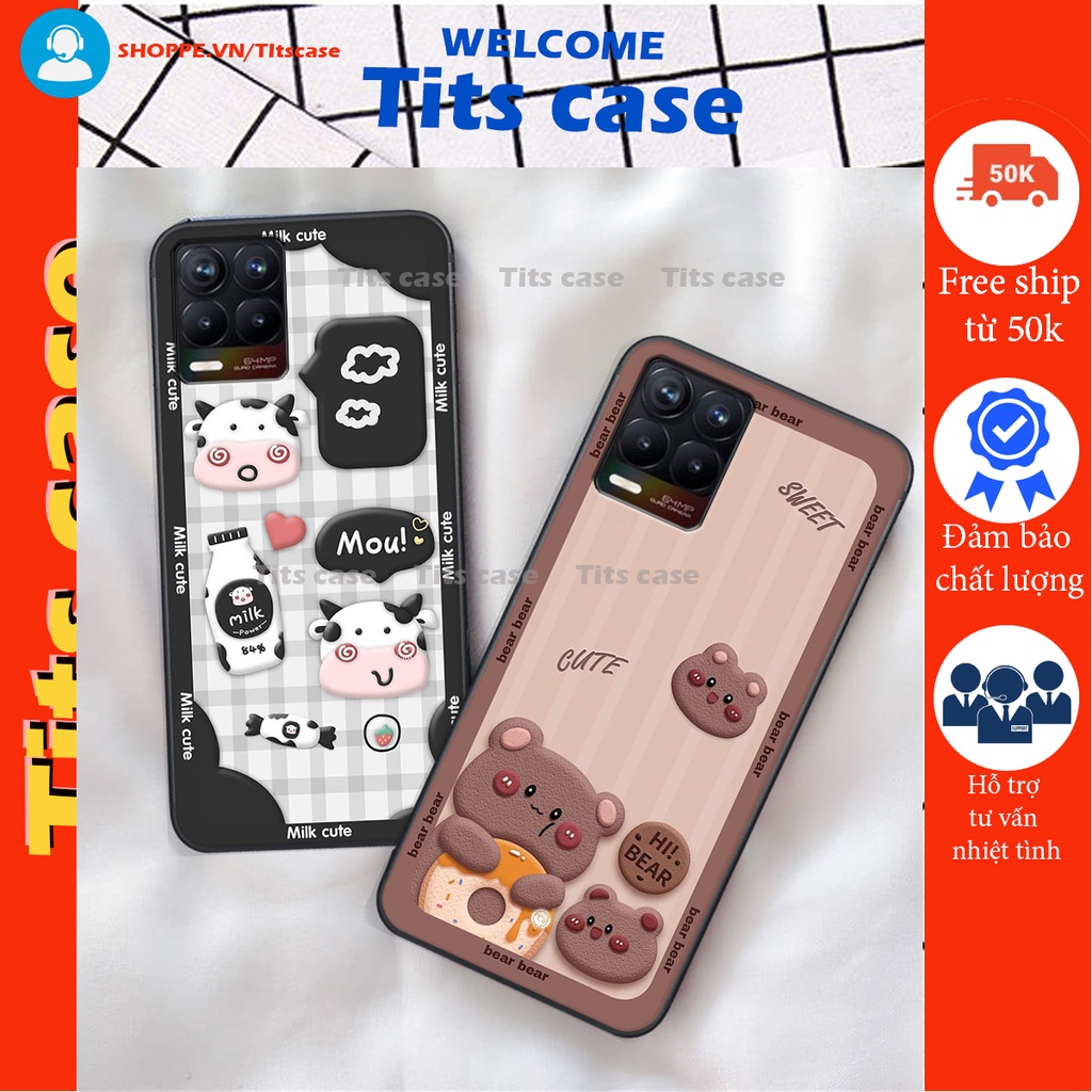 Ốp lưng Realme 8 in hình bò sữa, gấu be@r, cute cực  ĐỈNH -  cực CHẤT-  cực COOL