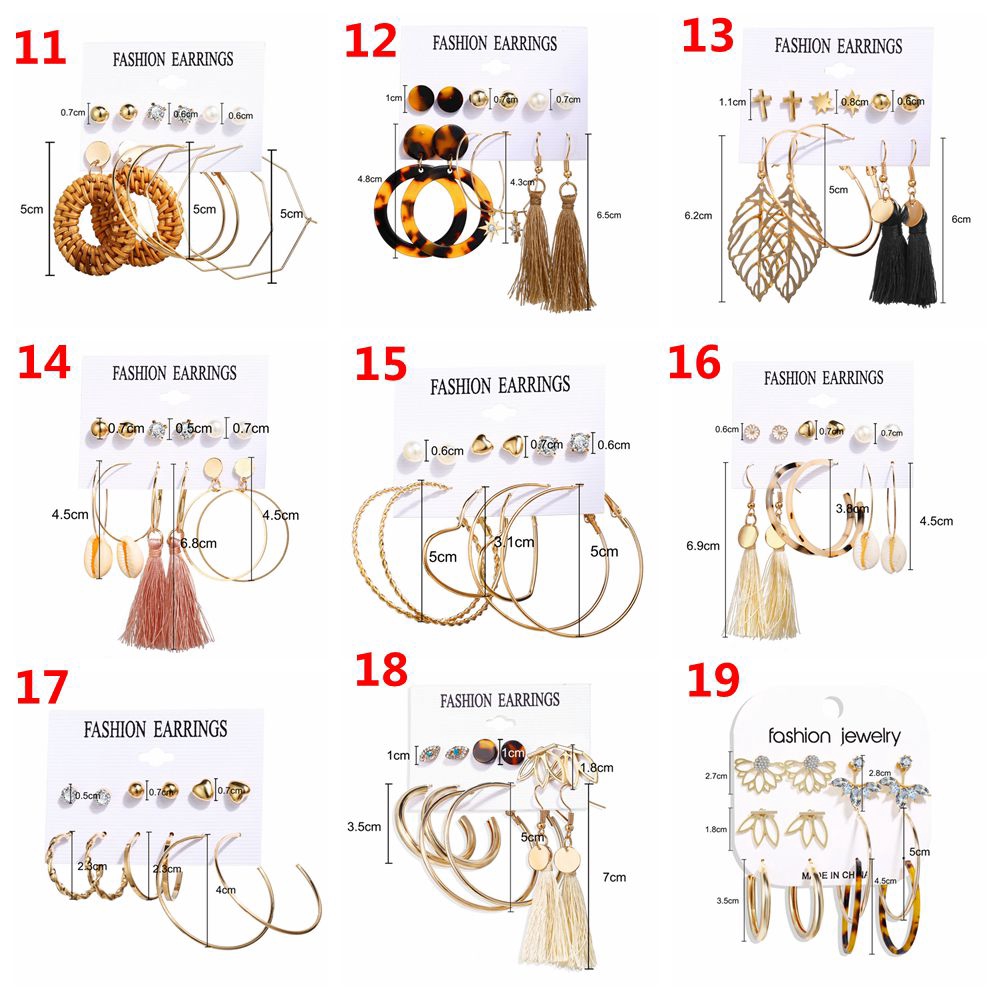 Set hoa tai 37 kiểu dáng khác nhau phong cách boho dành cho nữ