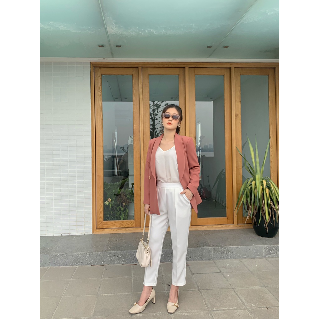 Áo khoác blazer dáng rộng màu trơn mẫu 2021 phong cách Hàn Quốc thời trang cho nữ Kcorner AV31 | BigBuy360 - bigbuy360.vn