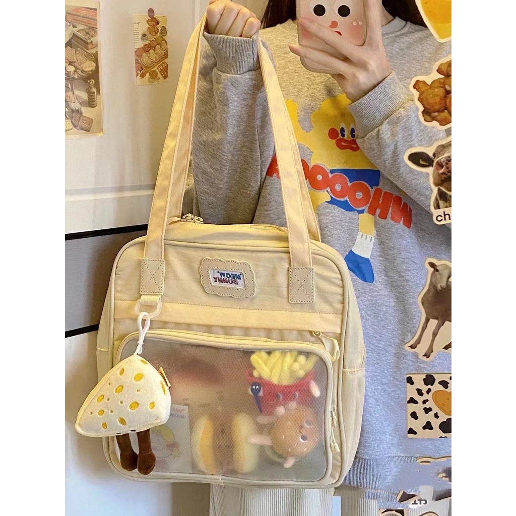 Túi Tote Đeo Vai Chất Liệu Canvas Kích Cỡ Lớn Thời Trang Mùa Hè Cho Nữ Có 2 Kiểu